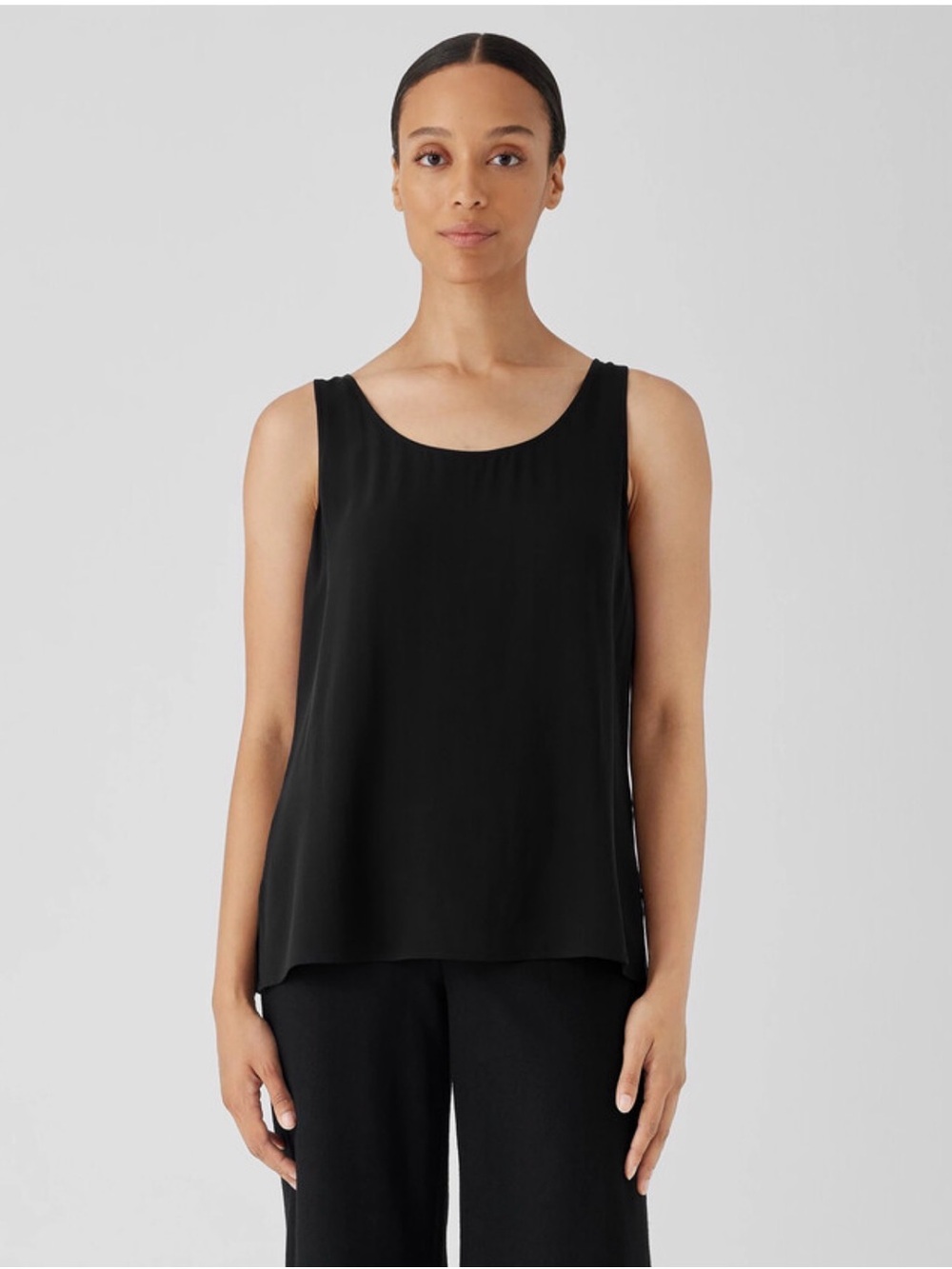 Eileen Fisher Silk Black Scoop Neck Tank - Picture 5 of 5